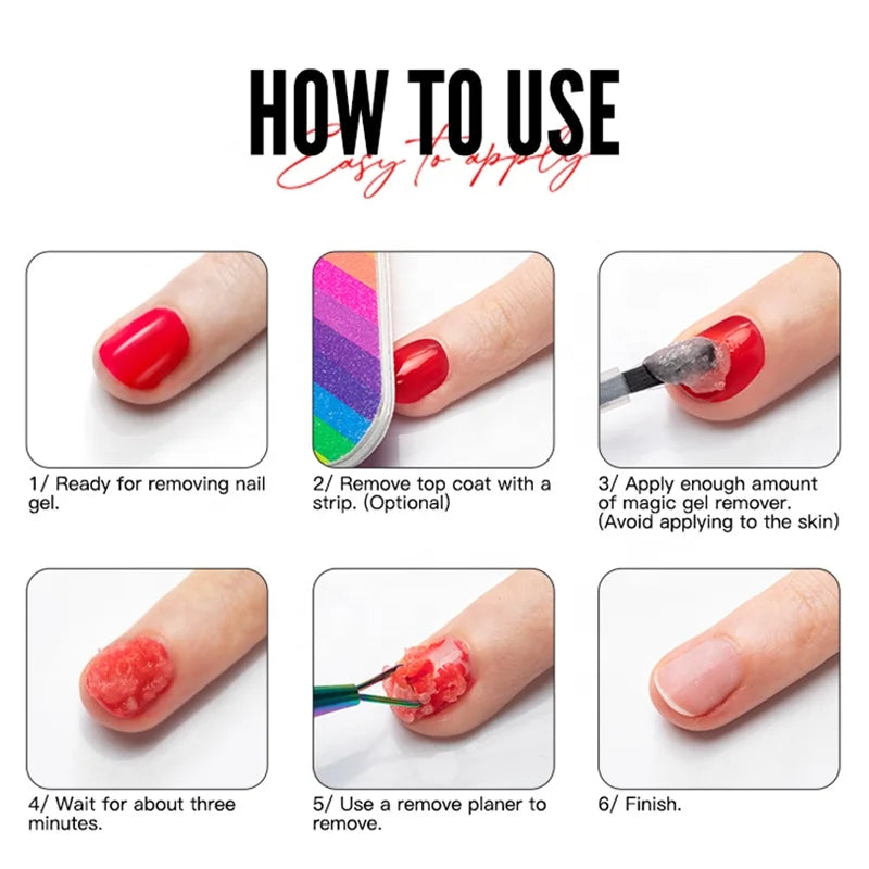 Pack Dissolvant Magique Vernis Semi-Permanent + Outil Retrait Ongles Gel UV