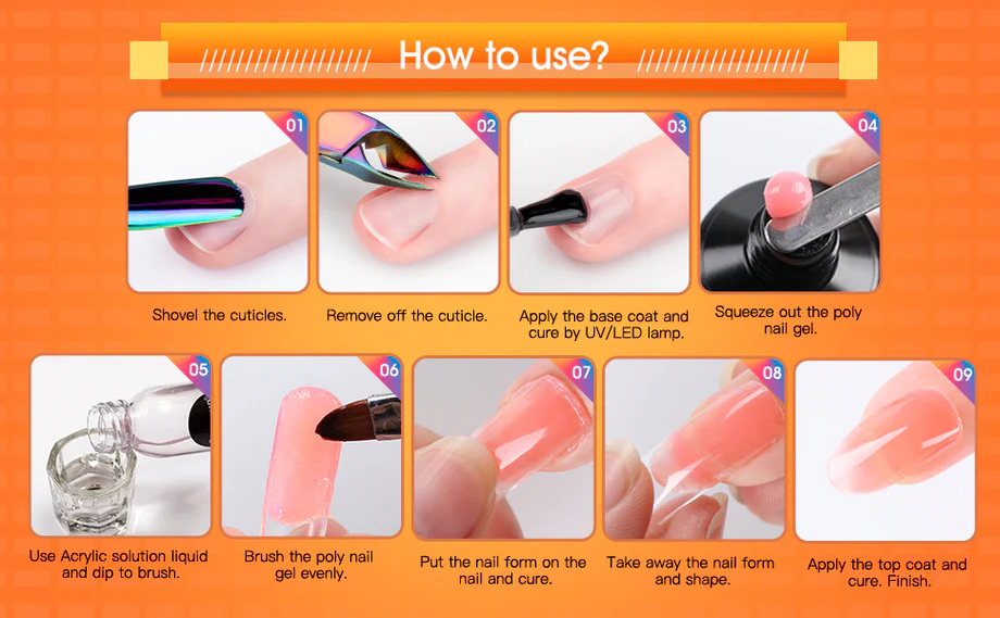 Kit Complet Poly Gel Ongles ROSALIND – 15ML – Nail Art Professionnel