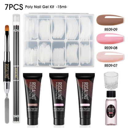Kit Complet Poly Gel Ongles ROSALIND – 15ML – Nail Art Professionnel